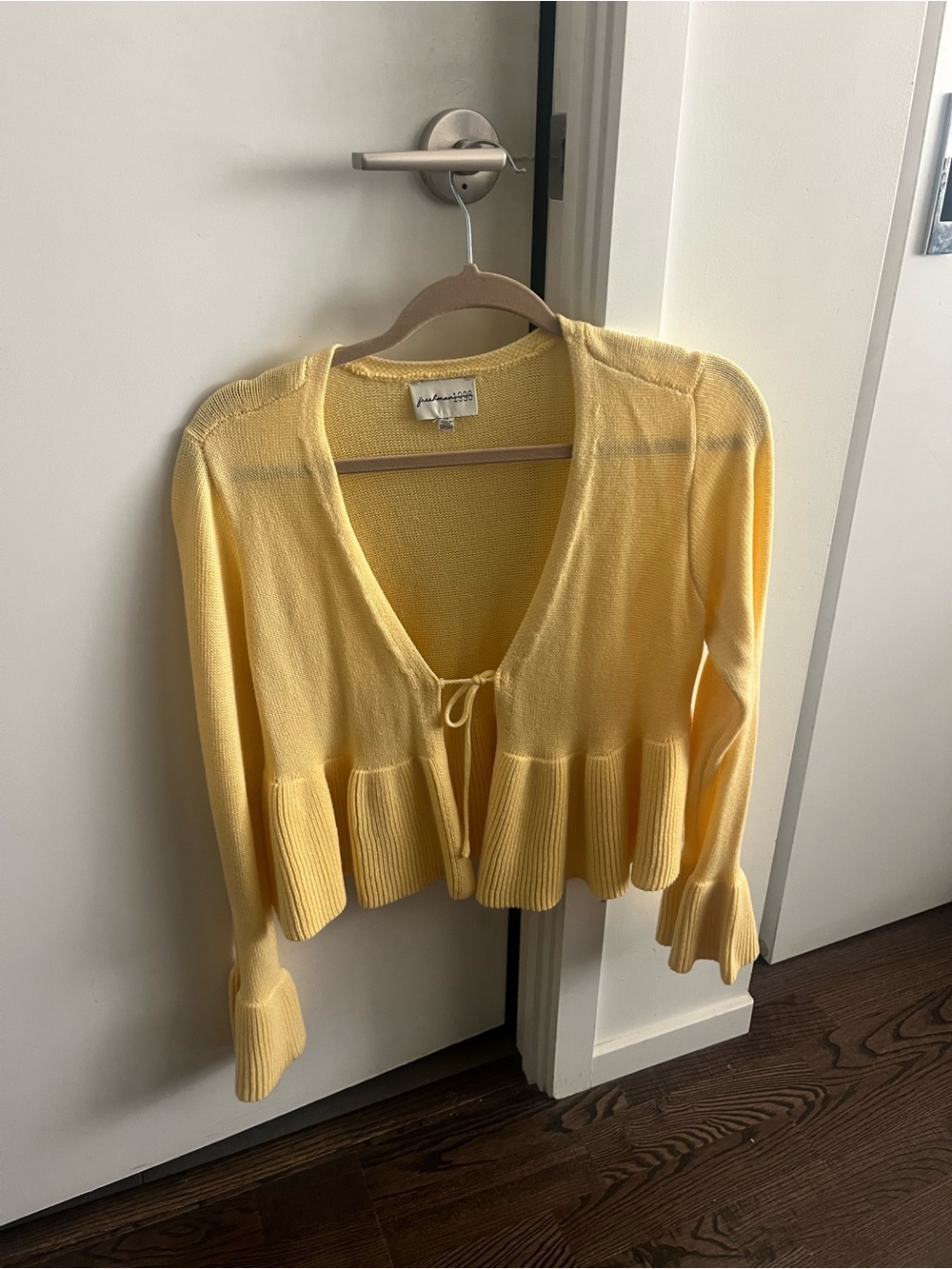 Marshalls Yellow Tie-Front Peplum V-Neck Sweater